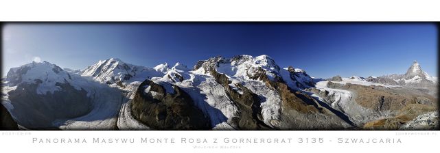 Panorama z Gornergrat na masyw Monte Rosa i Matterhorn - Szwajcaria